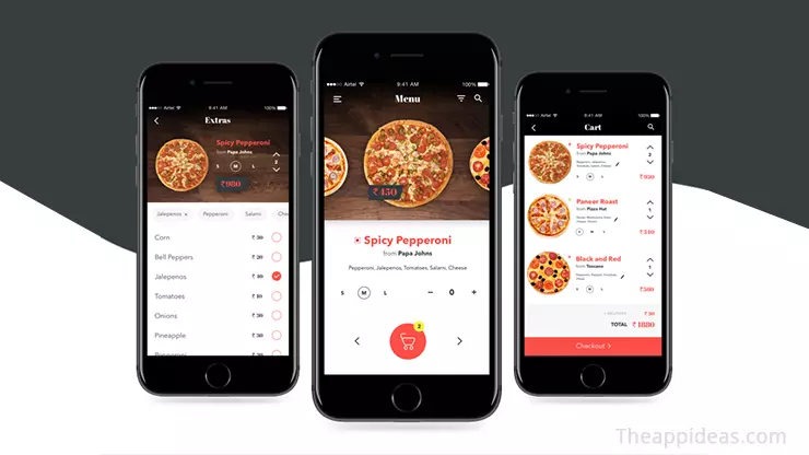 Pizza delivery app mockups